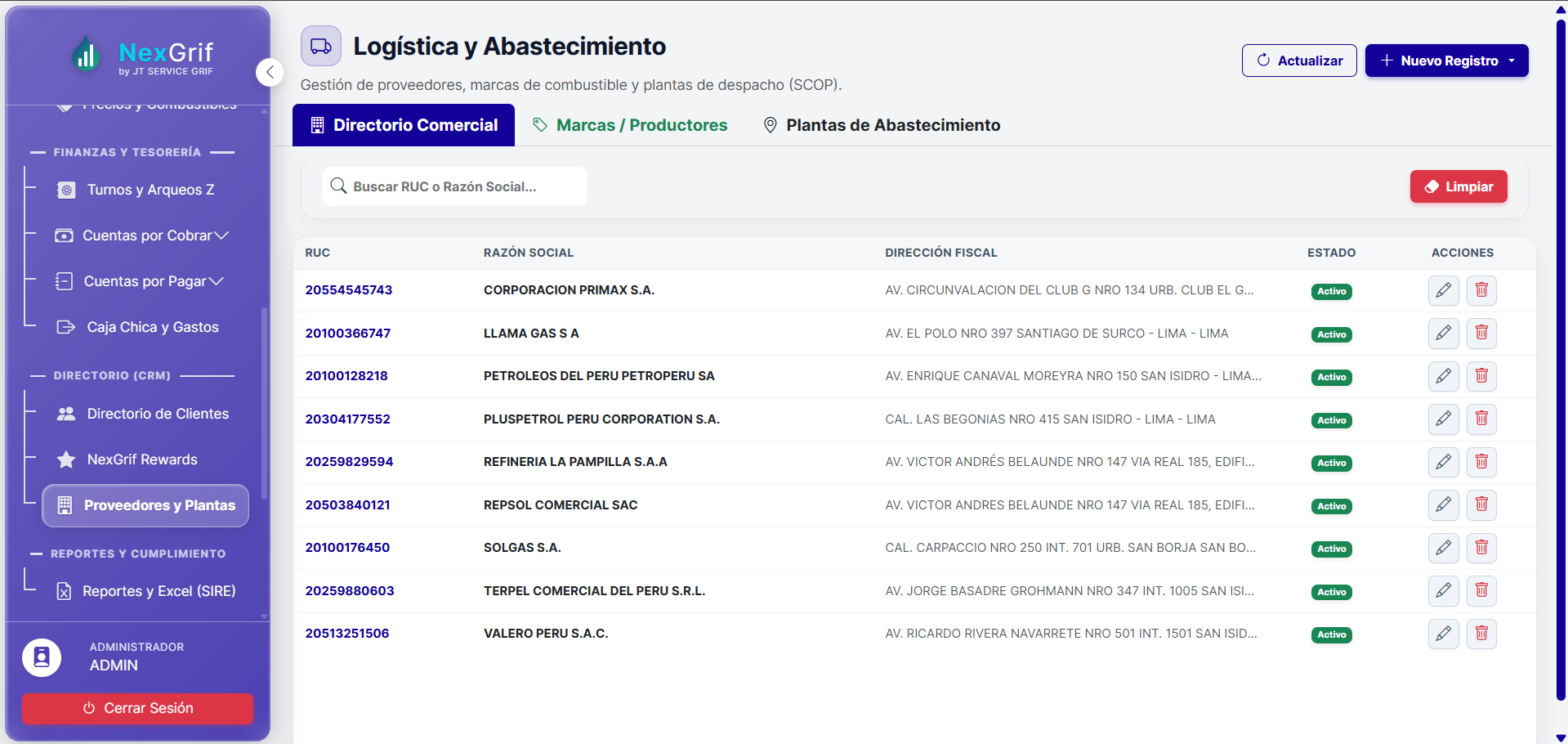 Pantalla del sistema 20